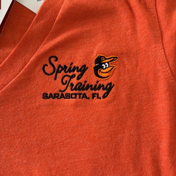 NWT Antigua O’s Vivid Long Sleeve V Neck Orange Spring Training Shirt - Picture 2 of 8